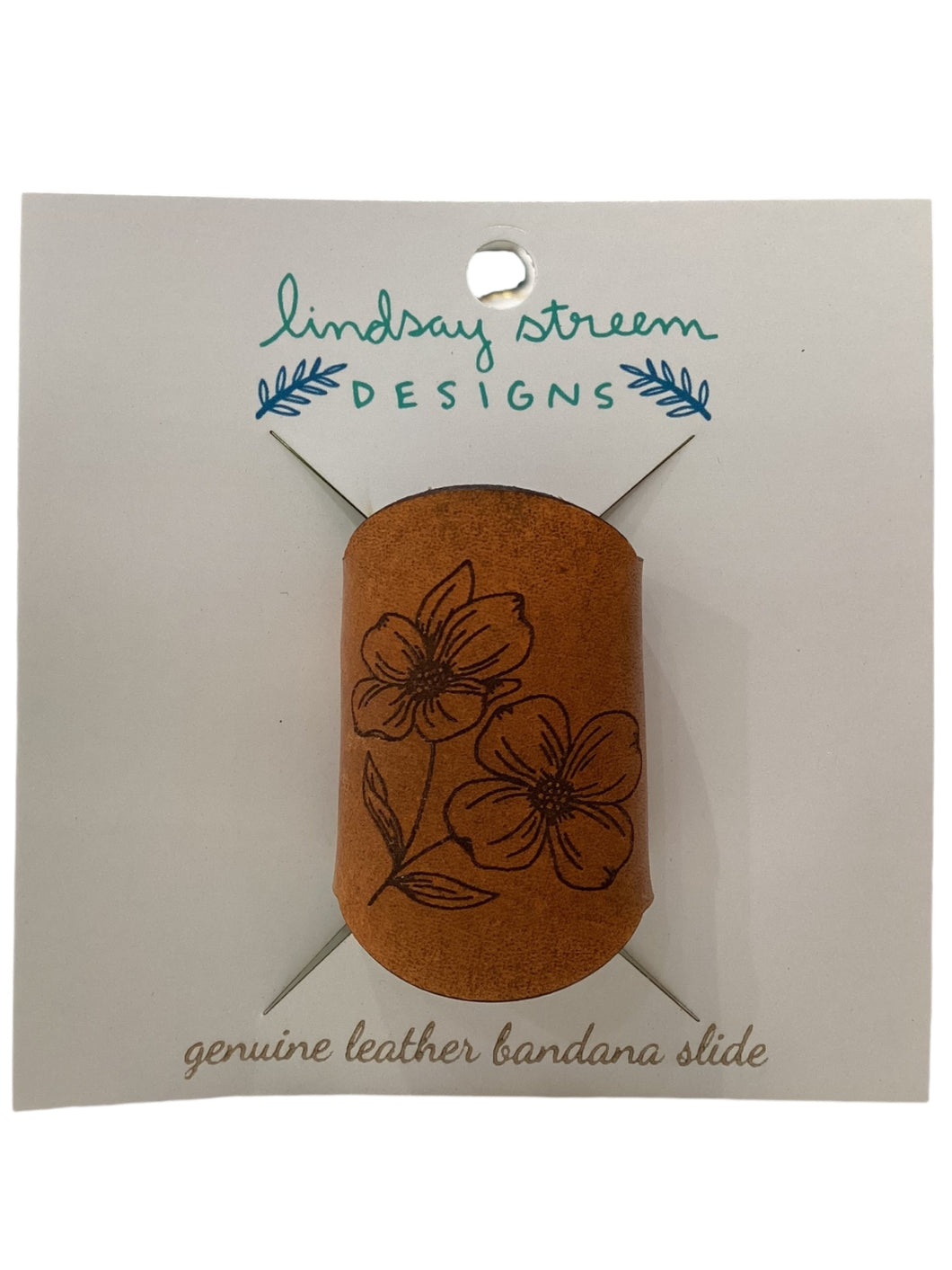 Engraved Leather Bandana Slide - Flowers