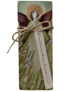 Small Wood Block Angel - A friend loves at all times. – Proverbs 17:17