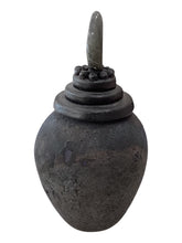 Raku Fired Lidded Vessel with Labradorite