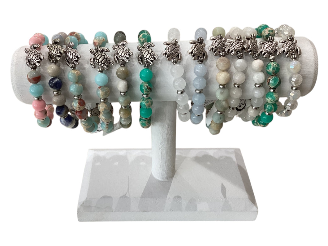 Beaded Bracelet - Sea Turtle Charm (Medium)