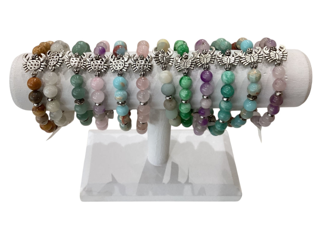 Beaded Bracelet - Crab Charm (2-Sided Designs)