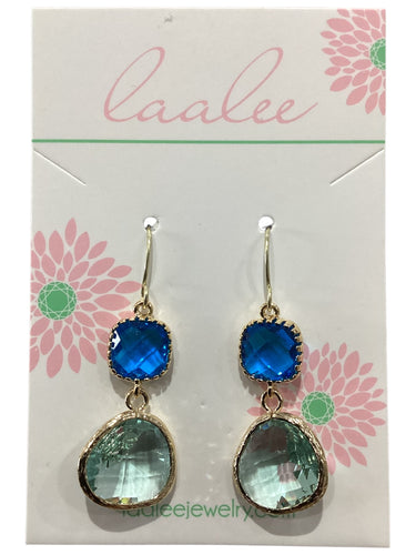 Gold Prasiolite Earrings - Sea Blue