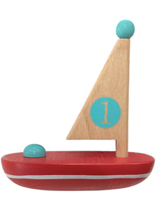 My Lil Wooden Sailboats - #1 Aqua/Red