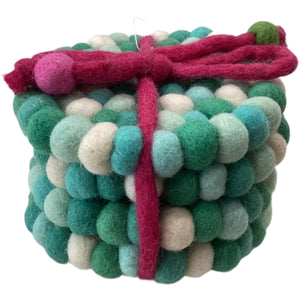 Felt Ball Coasters - Set of 4 - Turquoise