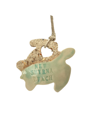 Sandy At Heart Sea Turtle Ceramic Ornament - New Smyrna Beach