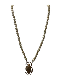 Pewter & Gold Necklace with Scarab - 20"