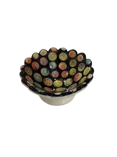 Black + Multi Polka Dot Dish