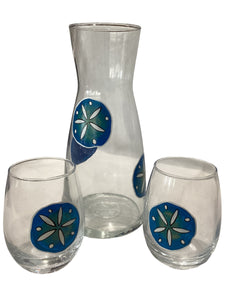 Carafe with 2 Small Glasses - 3pc Set - Sanddollar