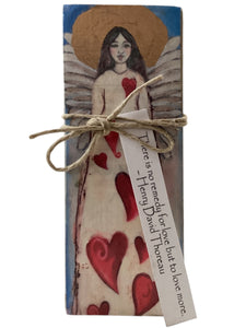 Small Wood Block Angel - There is no remedy for love but to love more. – Henry David Thoreau