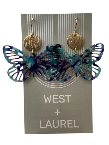 Simple Acrylic Earrings - Butterfly - Blue