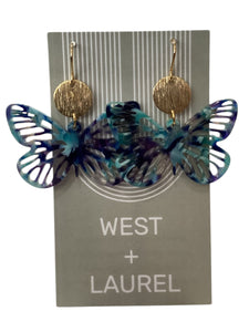 Simple Acrylic Earrings - Butterfly - Blue