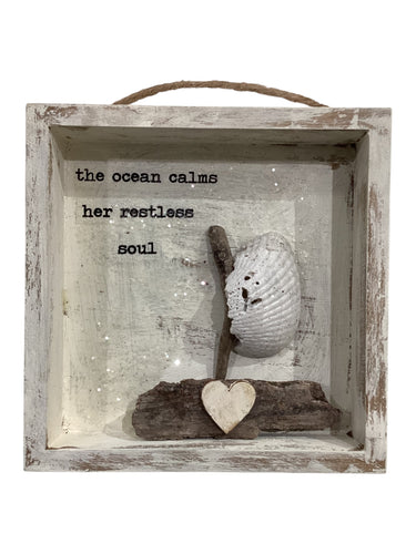 Sailboat Shell Shadow Box - The Ocean Calms Her Restless Soul