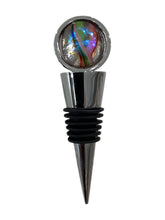 Wine Bottle Topper - Green/Pink Swirl on Silver & Blue