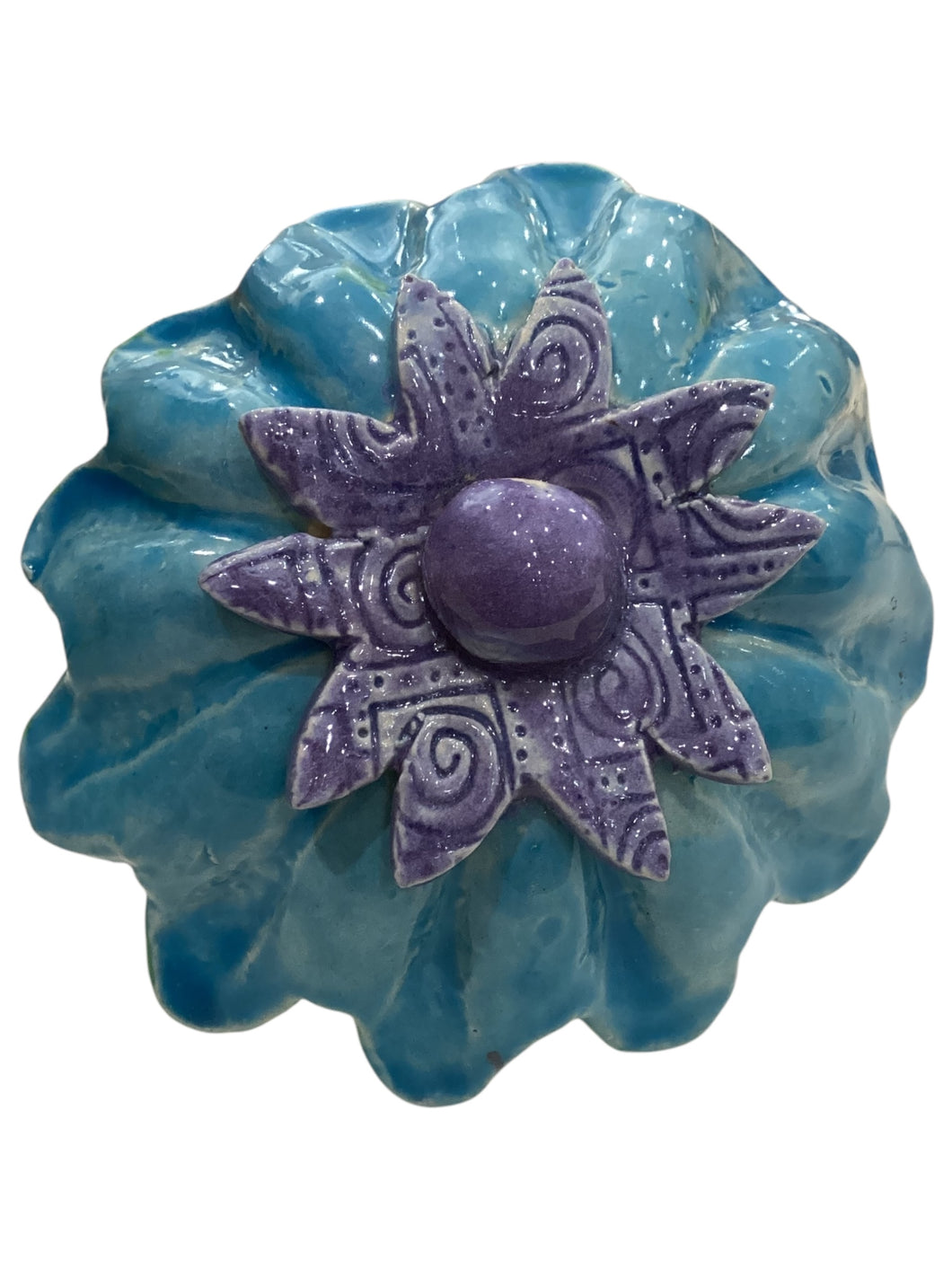 Ceramic Flower - Large - Turquoise/Purple