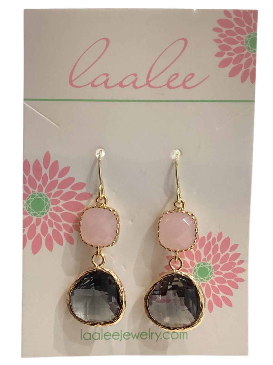 Gold Charcoal Gray Earrings