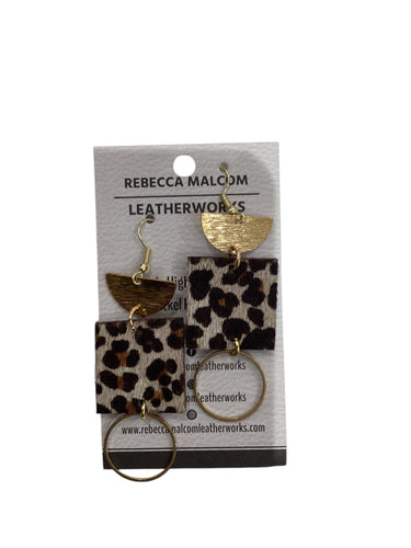 Square Leopard w/ Brass Earrings