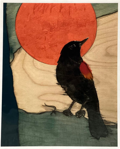 Copper Moon Red Winged Black Bird  - Print - 8