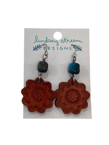 Leather + Blue Sky Jasper Earrings