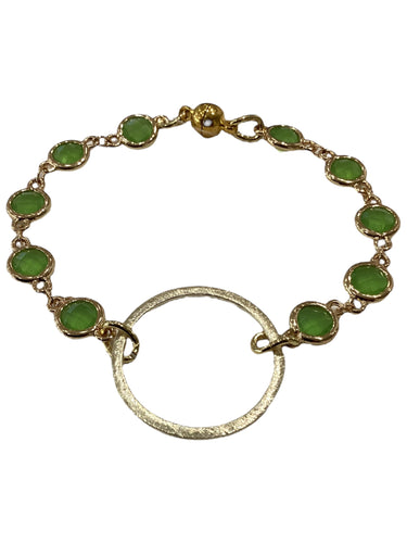 Crystal Bracelet with Circle - Gold/Verte Green