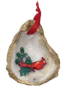 Holiday Oyster Ornament - Glass Red Cardinal