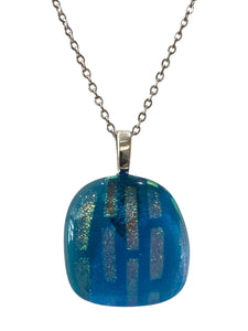 Large Dichro Necklace - Clear Blue/Gold Dichro