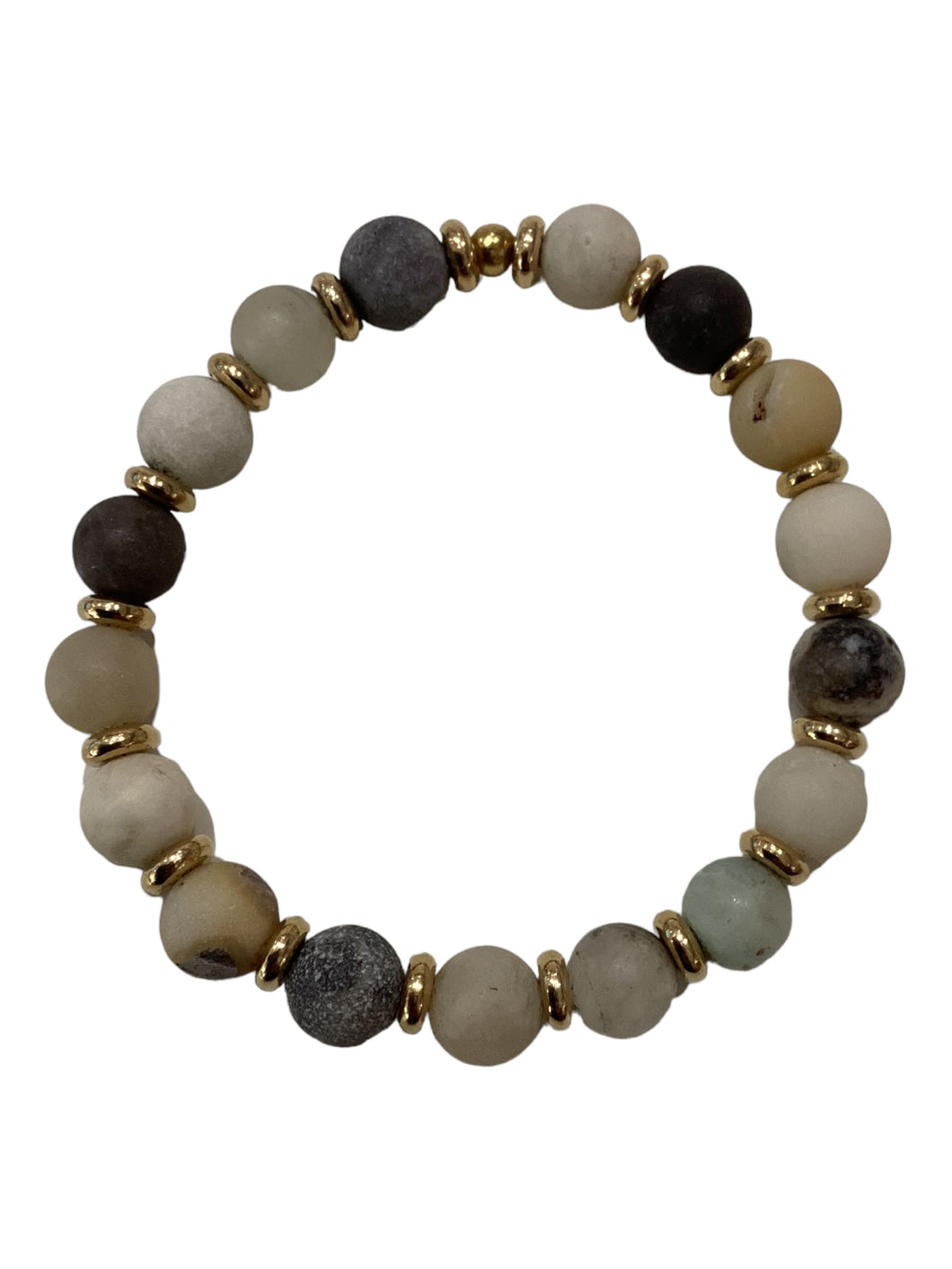 Large Stone Stretch Bracelet - Amazonite/Brass