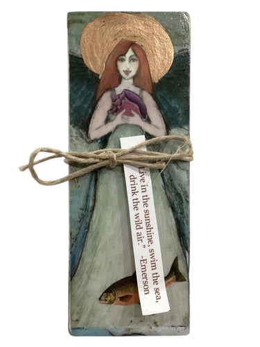 Small Wood Block Angel