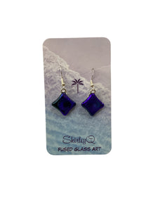 Small Blue Dichro Dangle Earrings