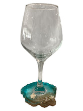 Red Wine Glass with Built-In Coaster - Aqua with Turtles, Starfish