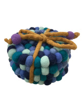 Felt Ball Coasters - Set of 4 - Blue