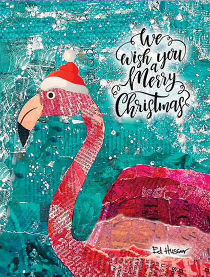 Flamingo - We Wish You a Merry Christmas - Notecard