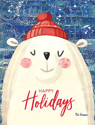 Festive Polar with Happy Holidays Greeting - Notecard