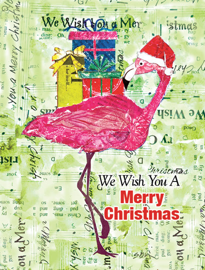 Flamingo with Gifts - Notecard