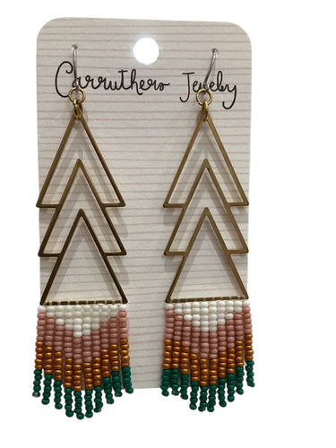 Pink + Rust + Green Medium Earrings