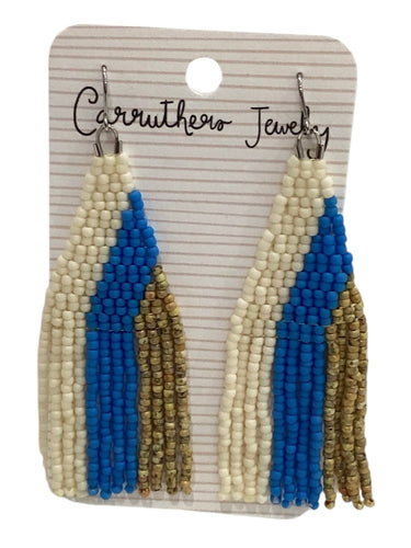 Cream + Blue X-Large Earrings