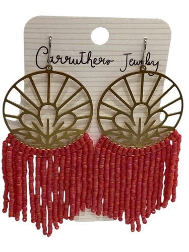 Coral + Gold Large Earrings