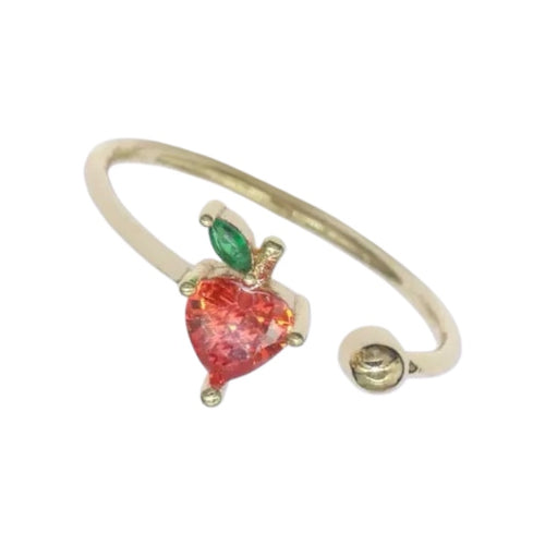 Dainty Strawberry Open Adjustable Ring