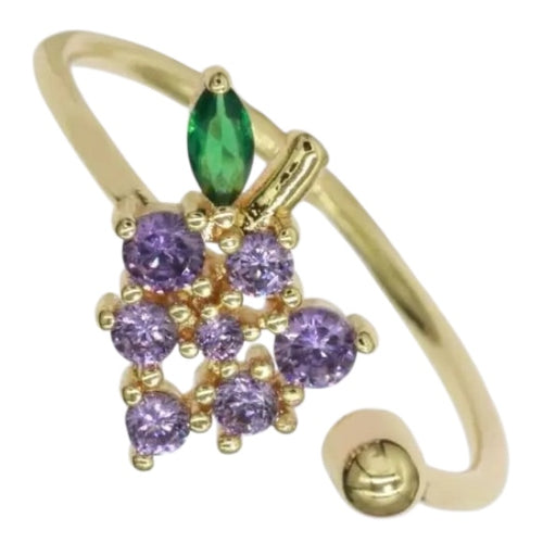 Dainty Grape Open Adjustable Ring