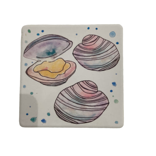 Water Absorbent Stone Coaster - Clam