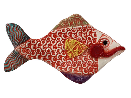 Ceramic Fish - Swirls - Red