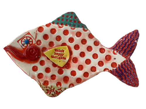 Ceramic Fish - Think Happy Thoughts - Red