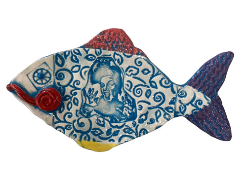 Ceramic Fish - Crazy Lady - Blue