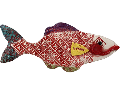 Ceramic Fish - je t'aime - Red