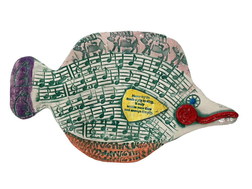 Ceramic Fish - Pigs & Music Notes - Mint Green