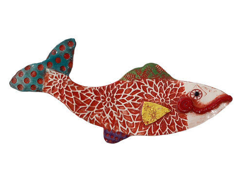 Ceramic Fish - Flower - Red