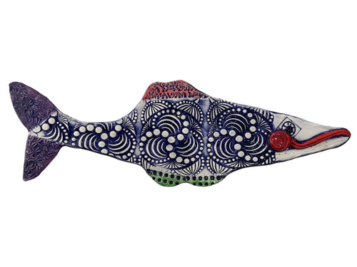 Ceramic Fish - Dotted Swirls - Navy