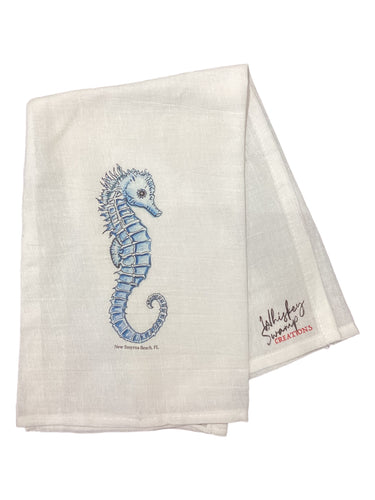 Blue Seahorse Tea Towel
