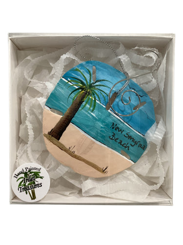 Sand Dollar Ornament - Palm Tree