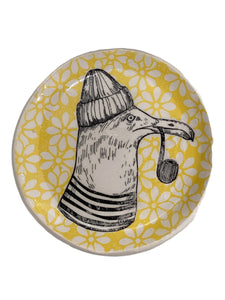 Seagull with Pipe Yellow Trinket Dish