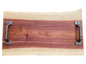 Red Cedar Serving Board with Silver Handles